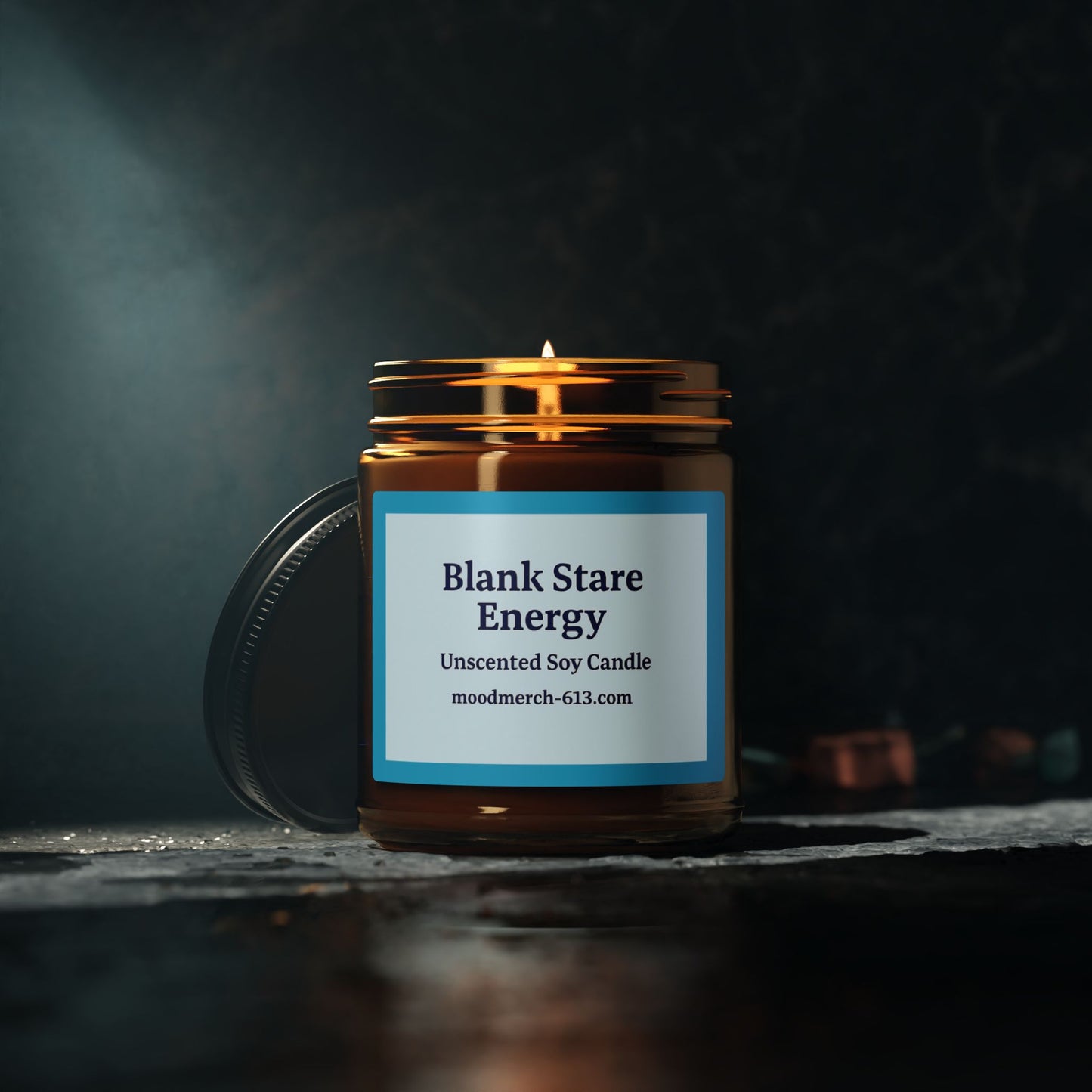 Relaxing Unscented Soy Candle, Handmade Amber Jar Candle, Cozy Decor, Meditation, No Scent, No Feelings, Just Vibes