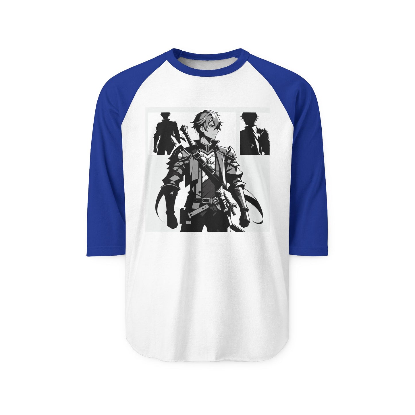 Anime Male Heroic Adventure Raglan Shirt, Vintage Graphic Tee, Gamer Apparel, Unisex Casual Wear, Stylish Gift for Fans