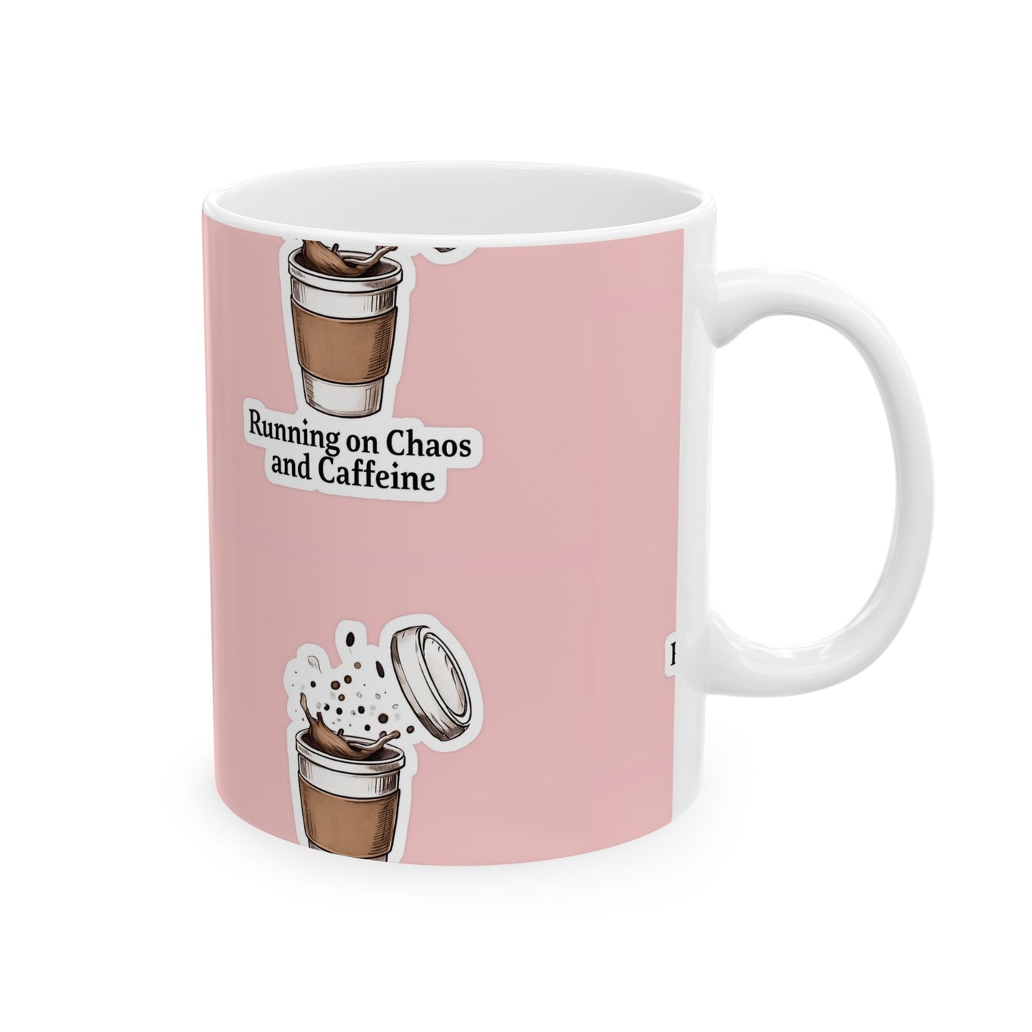 Ceramic Coffee Mug - Running on Chaos and Caffeine, Fun Kitchen Gift, Coffee Lover Mug, Office Decor, Drinkware