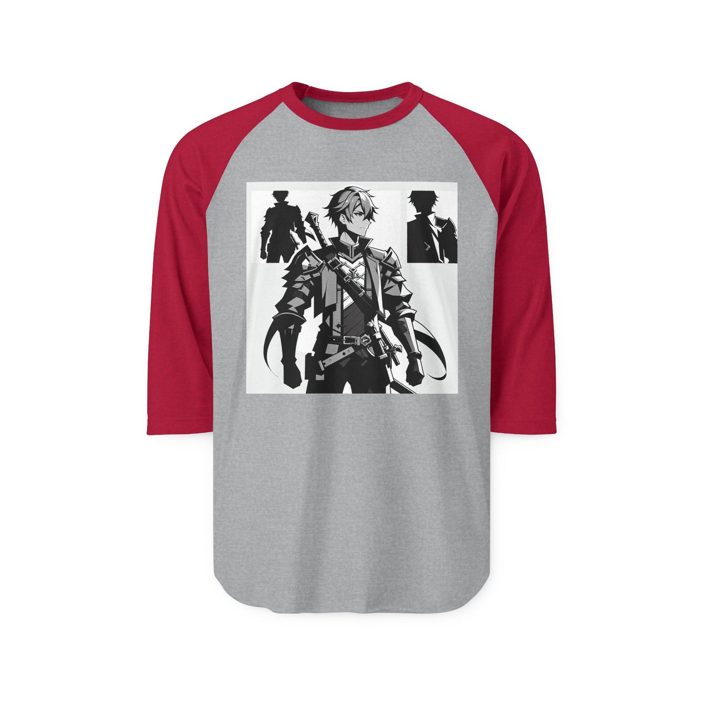 Anime Male Heroic Adventure Raglan Shirt, Vintage Graphic Tee, Gamer Apparel, Unisex Casual Wear, Stylish Gift for Fans