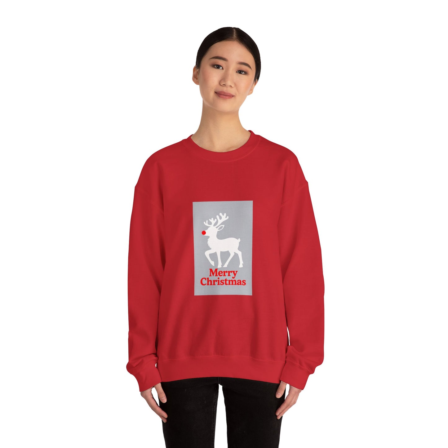 Merry Christmas Crewneck Sweatshirt, Holiday Apparel, Unisex Gift, Cozy Winter Wear, Festive Fashion, Reindeer Design