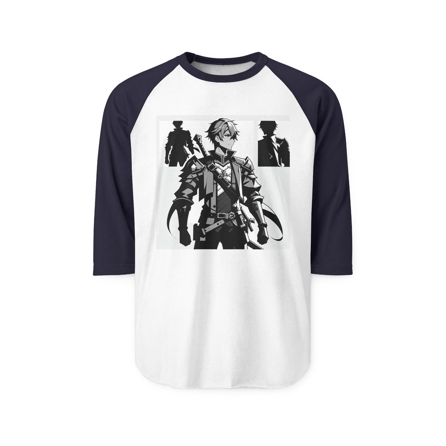 Anime Male Heroic Adventure Raglan Shirt, Vintage Graphic Tee, Gamer Apparel, Unisex Casual Wear, Stylish Gift for Fans
