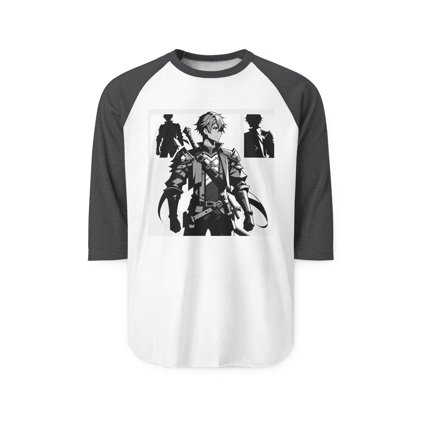 Anime Male Heroic Adventure Raglan Shirt, Vintage Graphic Tee, Gamer Apparel, Unisex Casual Wear, Stylish Gift for Fans