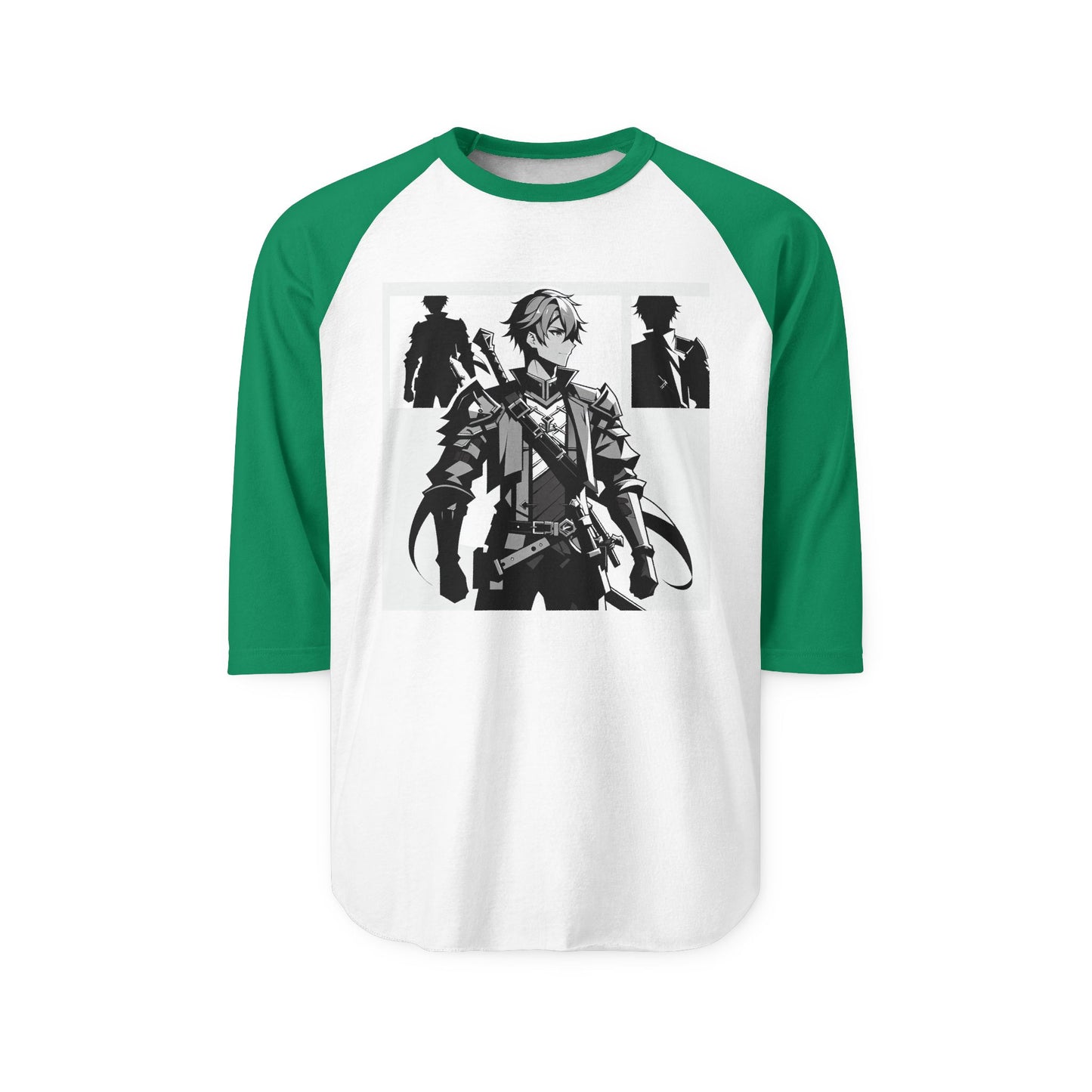 Anime Male Heroic Adventure Raglan Shirt, Vintage Graphic Tee, Gamer Apparel, Unisex Casual Wear, Stylish Gift for Fans