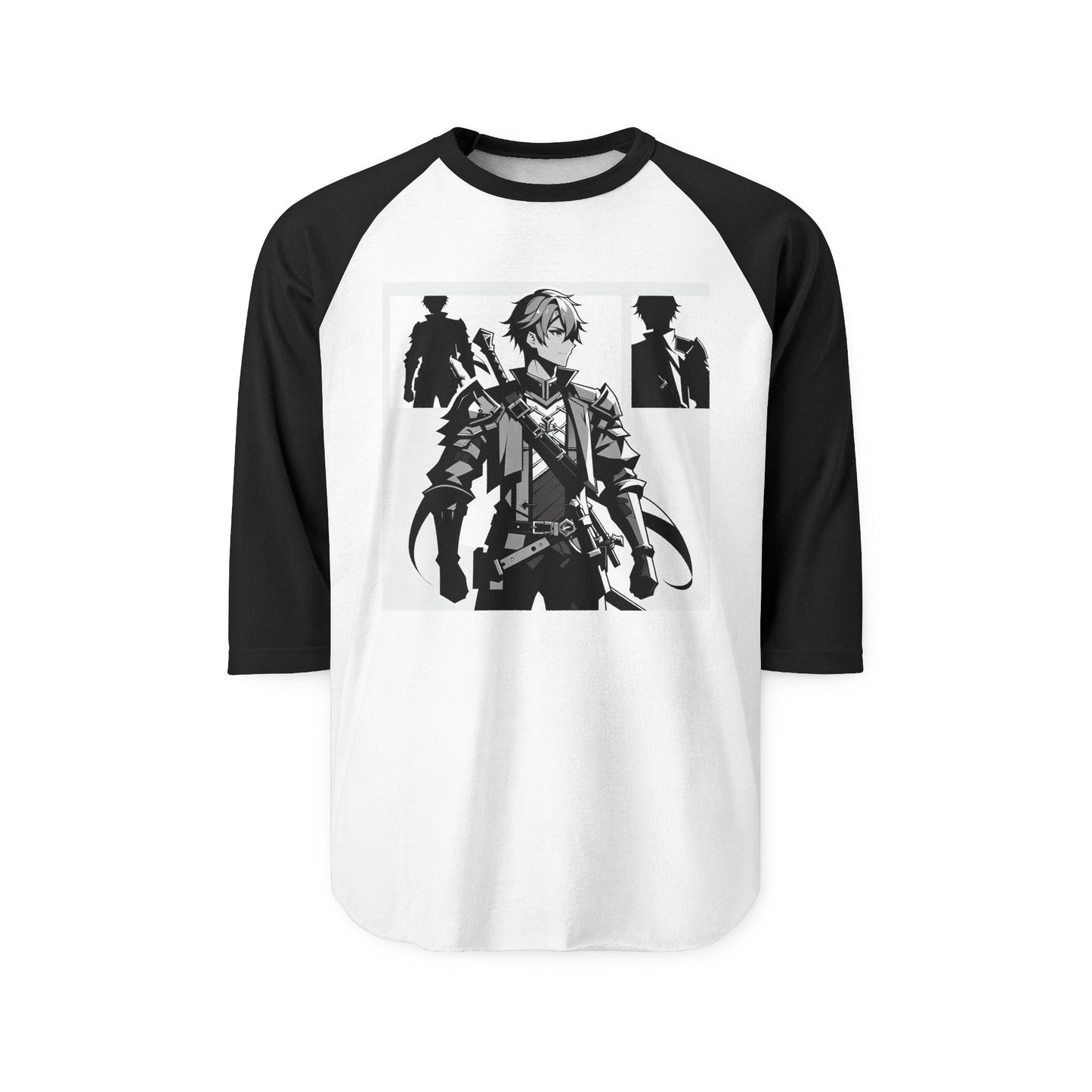 Anime Male Heroic Adventure Raglan Shirt, Vintage Graphic Tee, Gamer Apparel, Unisex Casual Wear, Stylish Gift for Fans