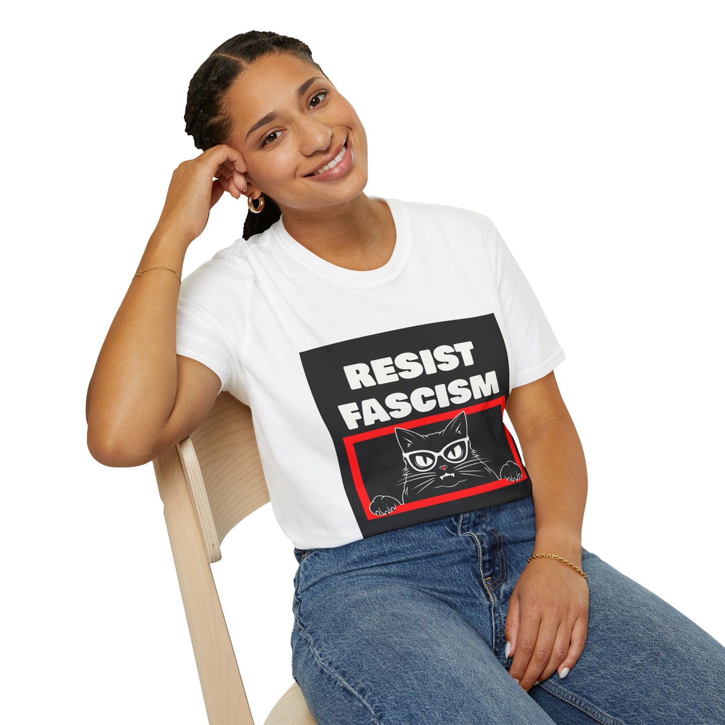 Resist Fascism Cat Unisex T-Shirt, Protest Apparel, Political Statement Tee, Cat Lover Gift, Activism Clothing, Everyday Wear