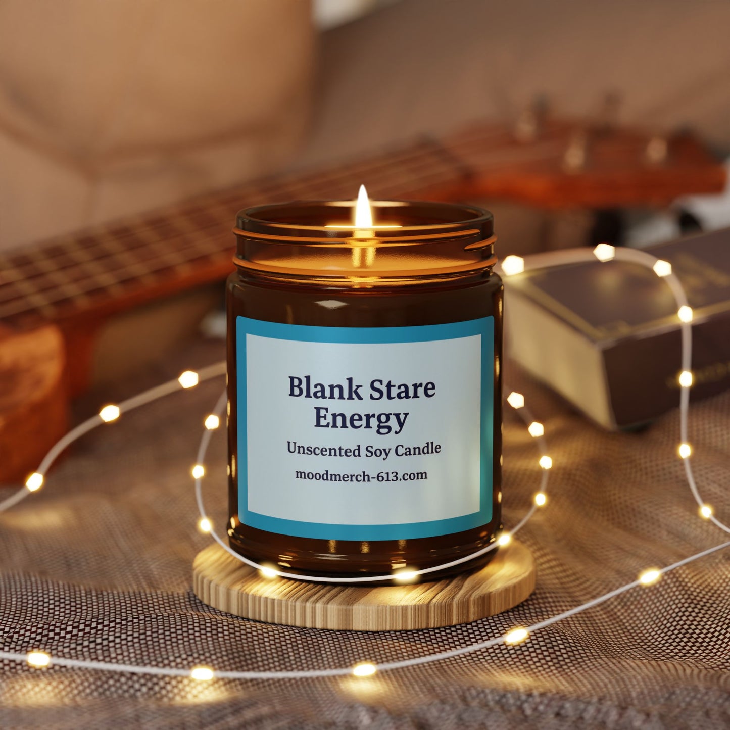 Relaxing Unscented Soy Candle, Handmade Amber Jar Candle, Cozy Decor, Meditation, No Scent, No Feelings, Just Vibes