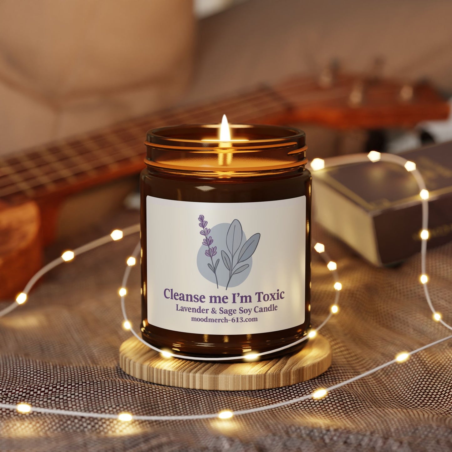 Relaxing Lavender & Sage Soy Candle, Cleanse me I'm Toxic, Aromatherapy Candle, Gift for Her, Home Decor, Self-Care Essential