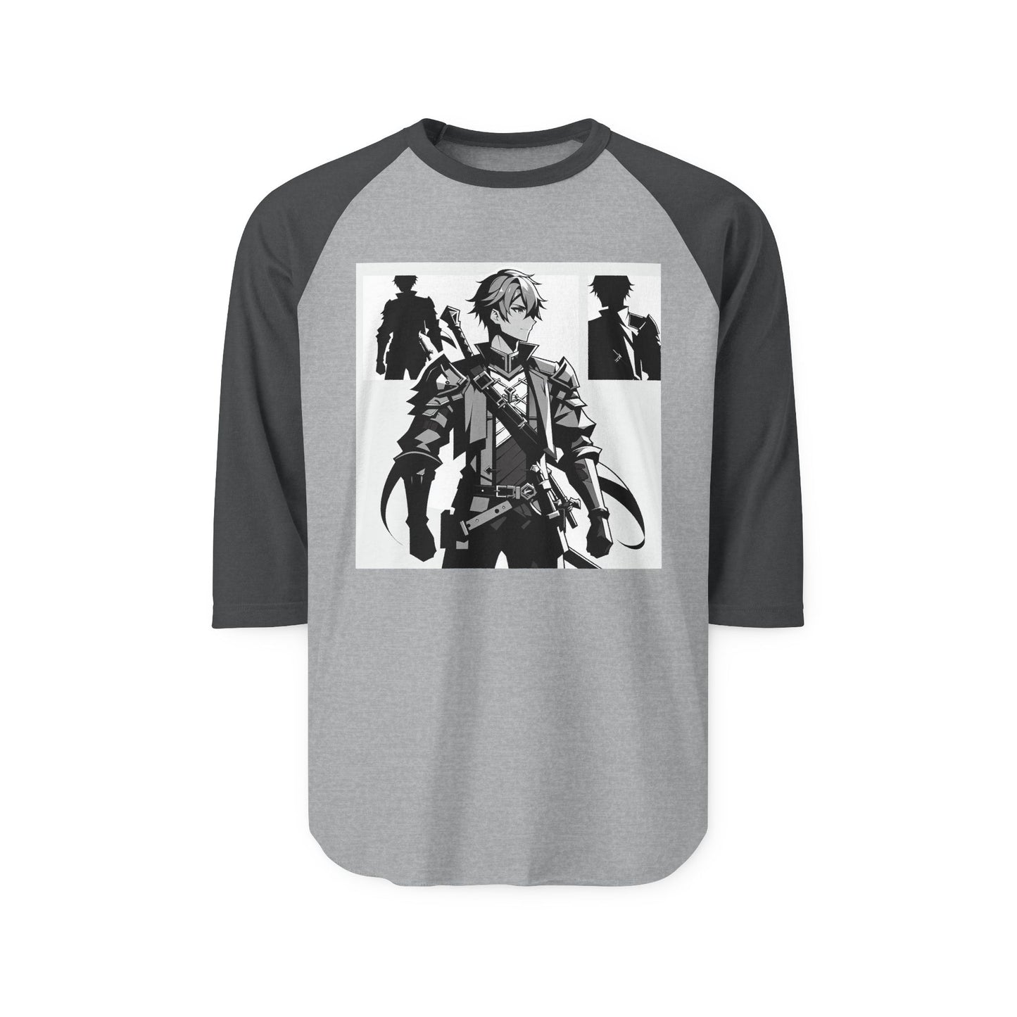 Anime Male Heroic Adventure Raglan Shirt, Vintage Graphic Tee, Gamer Apparel, Unisex Casual Wear, Stylish Gift for Fans