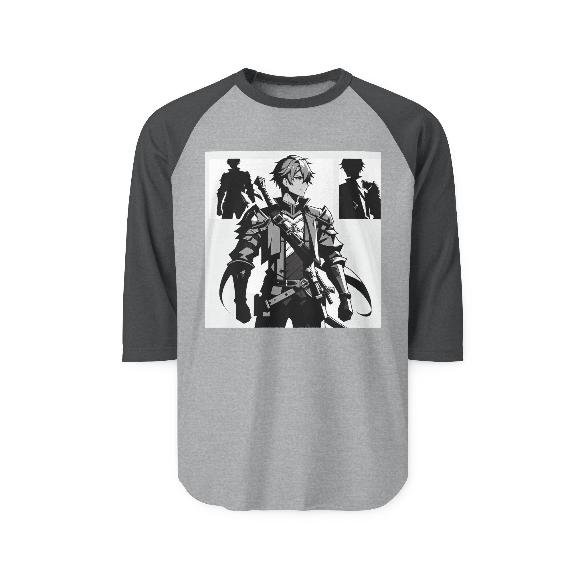 Anime Male Heroic Adventure Raglan Shirt, Vintage Graphic Tee, Gamer Apparel, Unisex Casual Wear, Stylish Gift for Fans