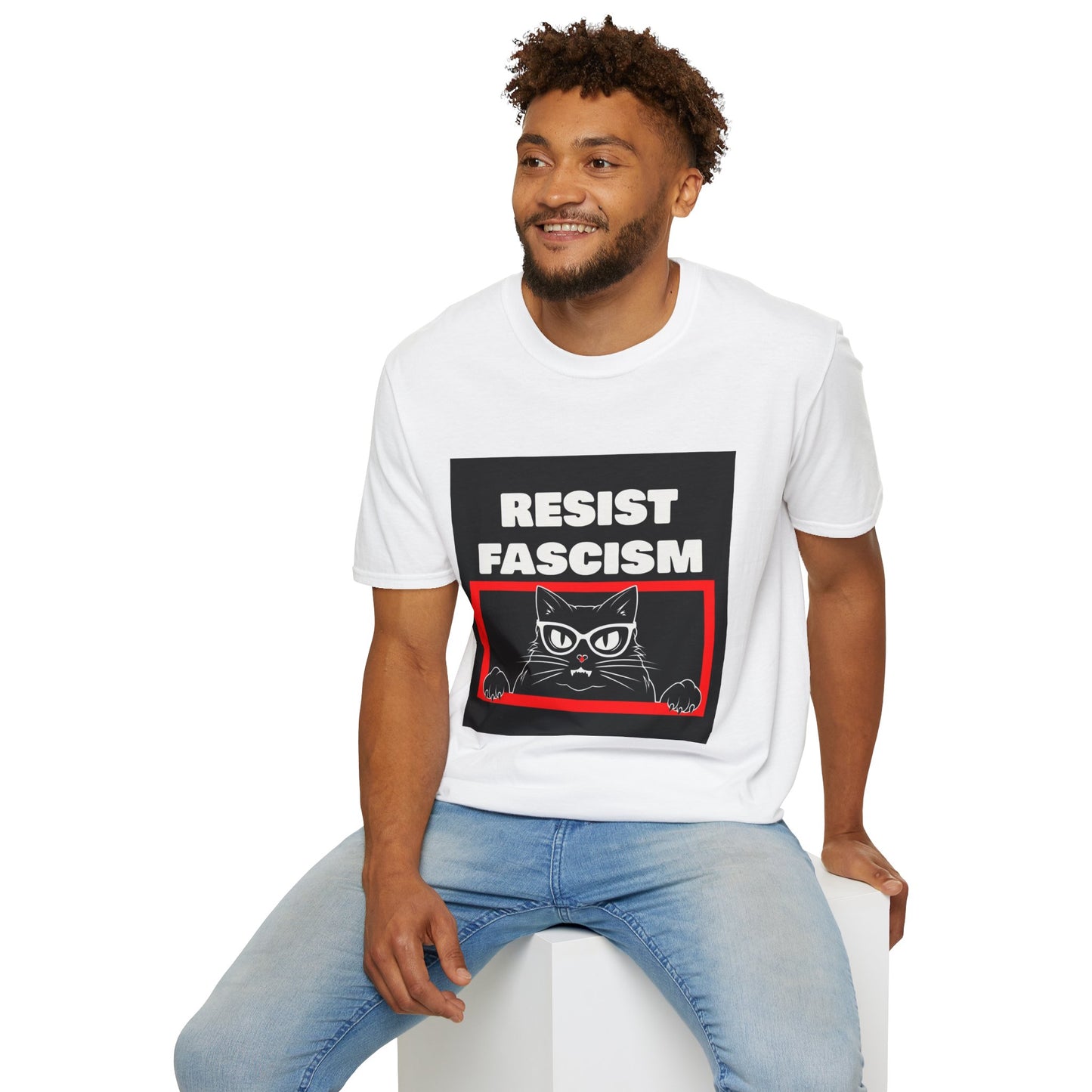 Resist Fascism Cat Unisex T-Shirt, Protest Apparel, Political Statement Tee, Cat Lover Gift, Activism Clothing, Everyday Wear