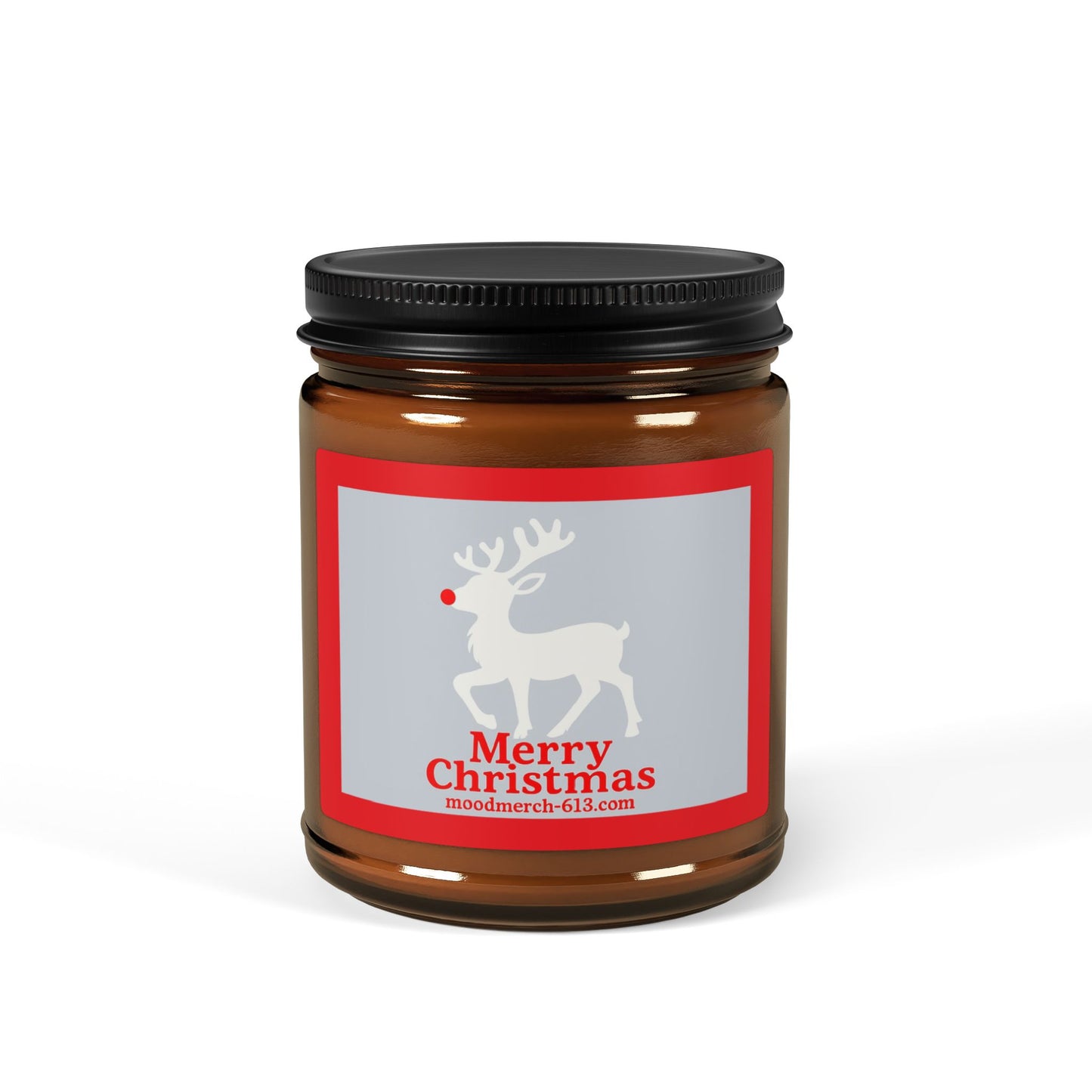 Christmas Scented Soy Candle, Holiday Home Decor, Eco-Friendly Gift, Merry Christmas Candle, Amber Jar Candle, Reindeer Design