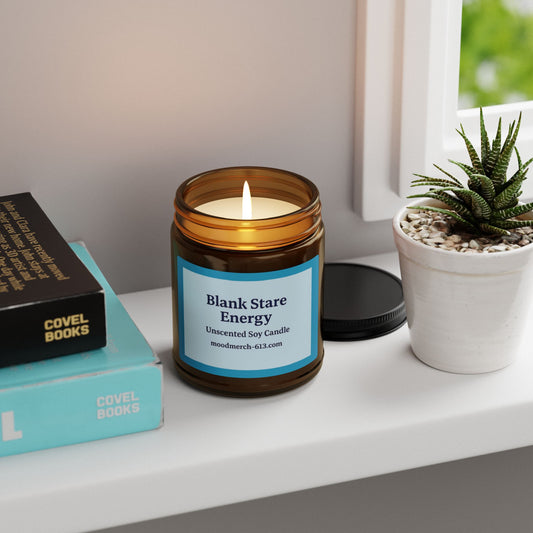 Relaxing Unscented Soy Candle, Handmade Amber Jar Candle, Cozy Decor, Meditation, No Scent, No Feelings, Just Vibes