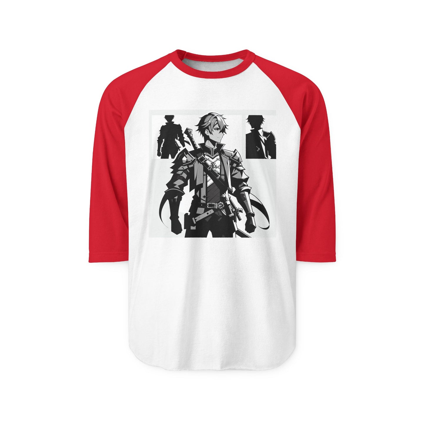 Anime Male Heroic Adventure Raglan Shirt, Vintage Graphic Tee, Gamer Apparel, Unisex Casual Wear, Stylish Gift for Fans