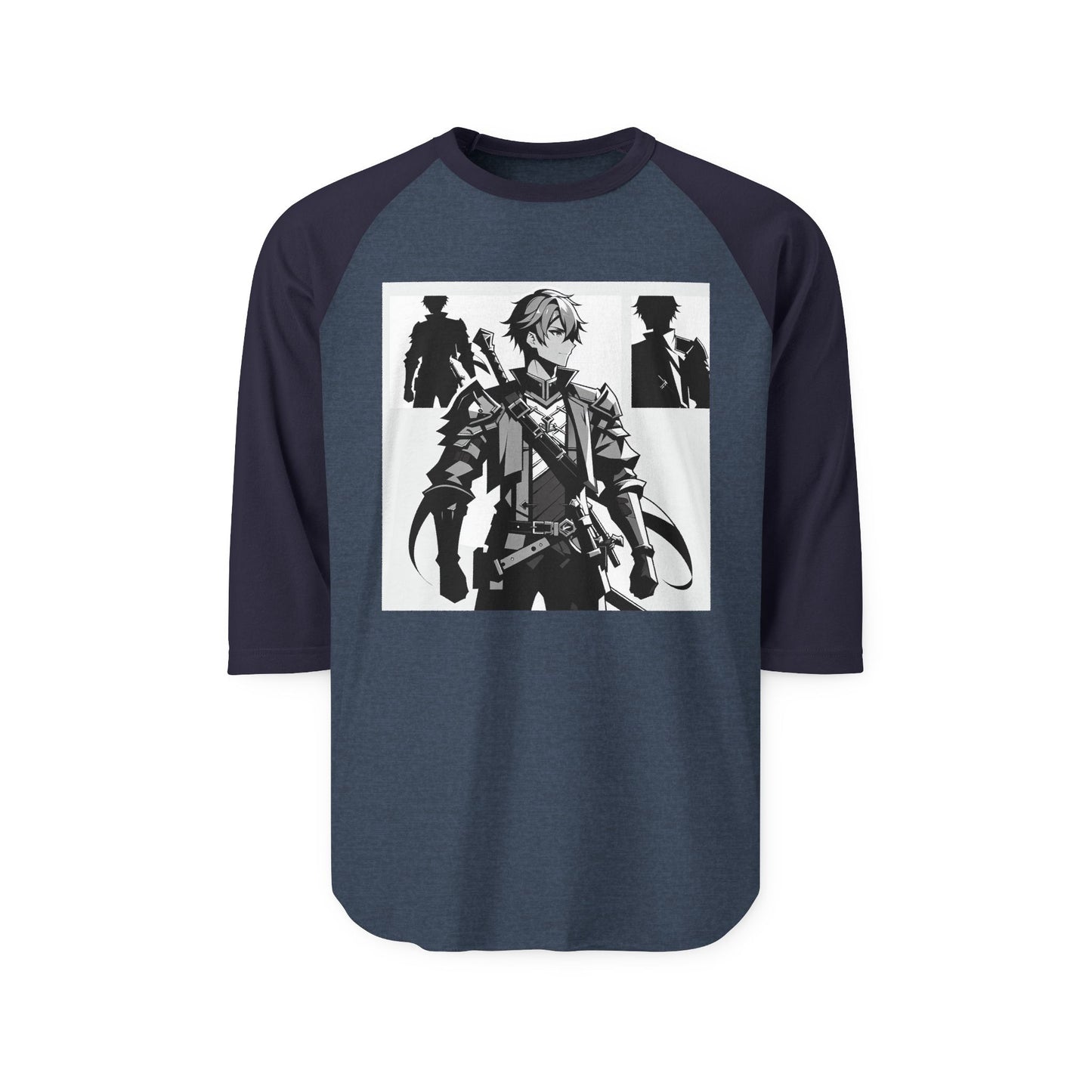 Anime Male Heroic Adventure Raglan Shirt, Vintage Graphic Tee, Gamer Apparel, Unisex Casual Wear, Stylish Gift for Fans