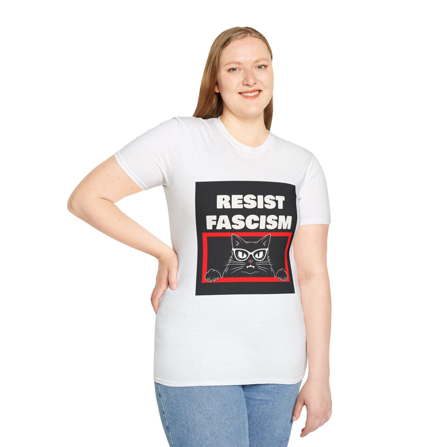 Resist Fascism Cat Unisex T-Shirt, Protest Apparel, Political Statement Tee, Cat Lover Gift, Activism Clothing, Everyday Wear
