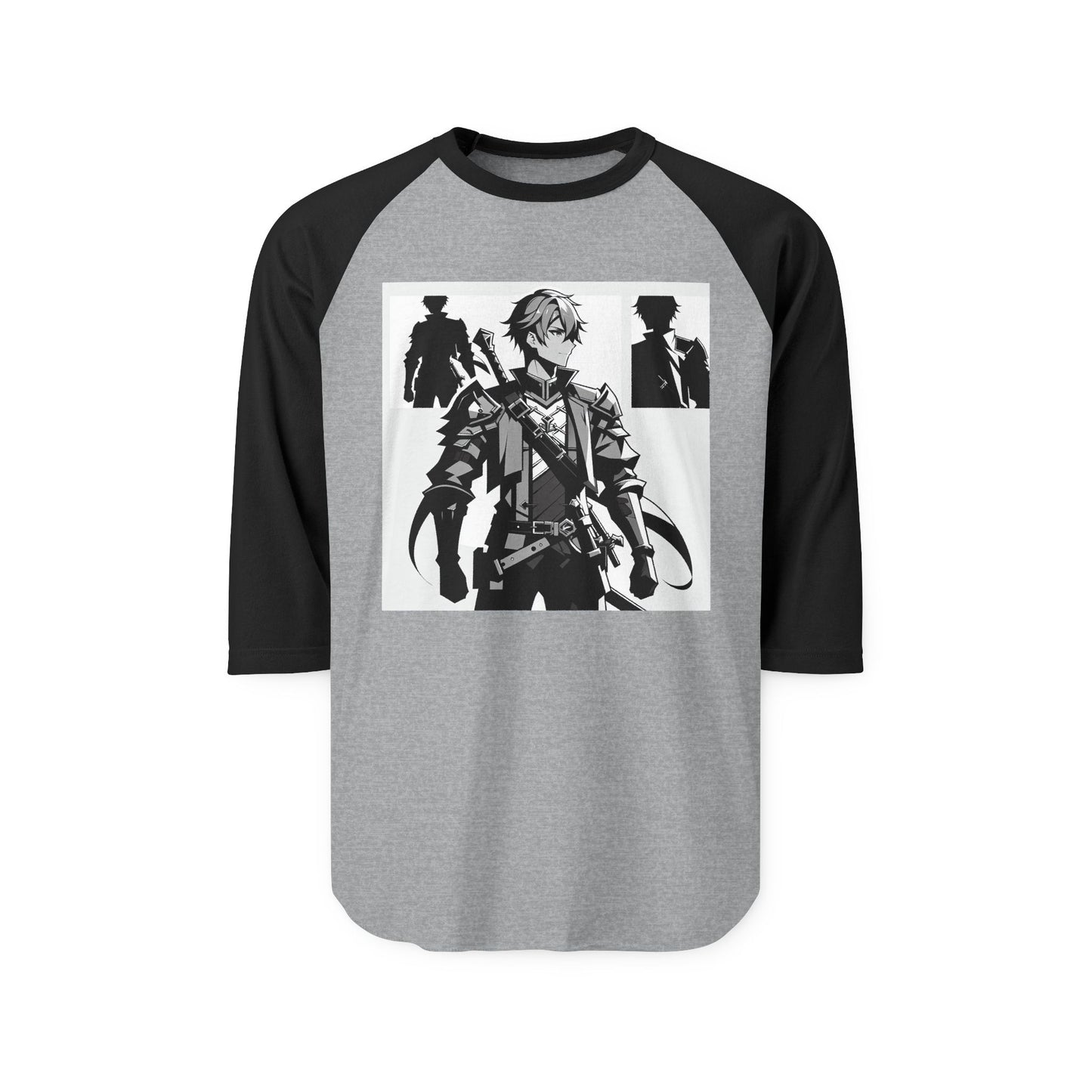 Anime Male Heroic Adventure Raglan Shirt, Vintage Graphic Tee, Gamer Apparel, Unisex Casual Wear, Stylish Gift for Fans