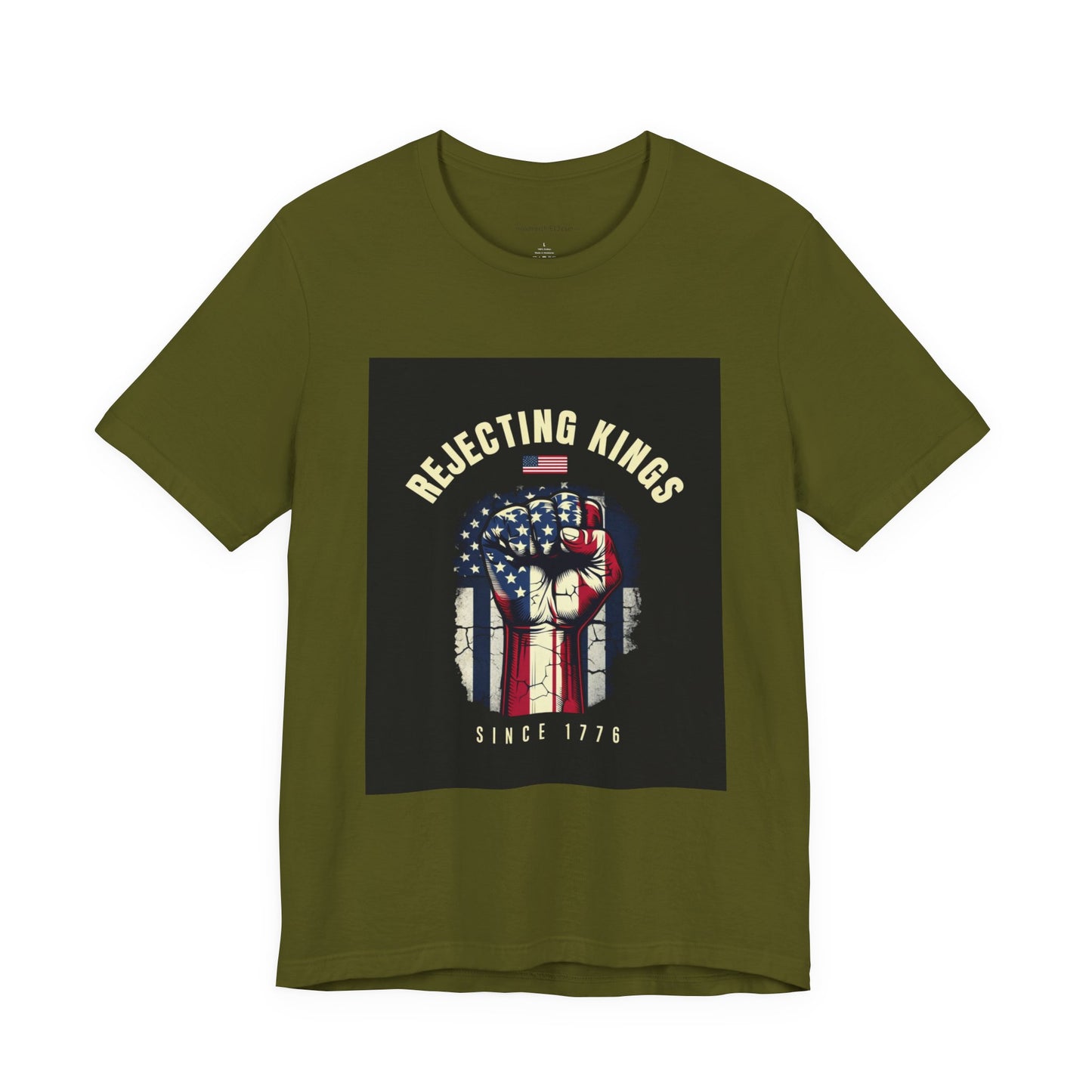 Patriotic Graphic Tee: "Rejecting Kings" Edition, Vintage American Style Shirt, Unisex Freedom Tee, Gift for Revolutionaries, [...]