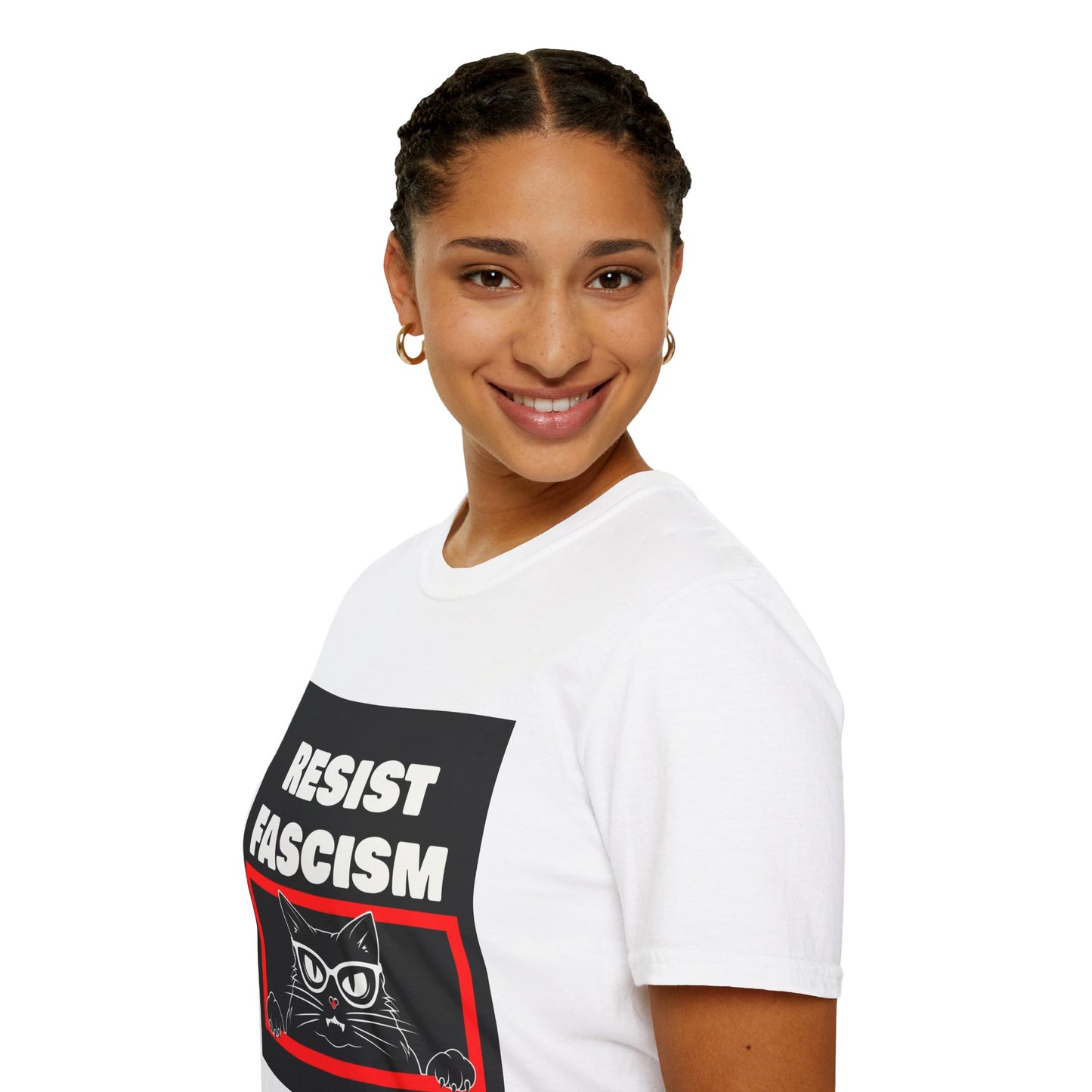 Resist Fascism Cat Unisex T-Shirt, Protest Apparel, Political Statement Tee, Cat Lover Gift, Activism Clothing, Everyday Wear