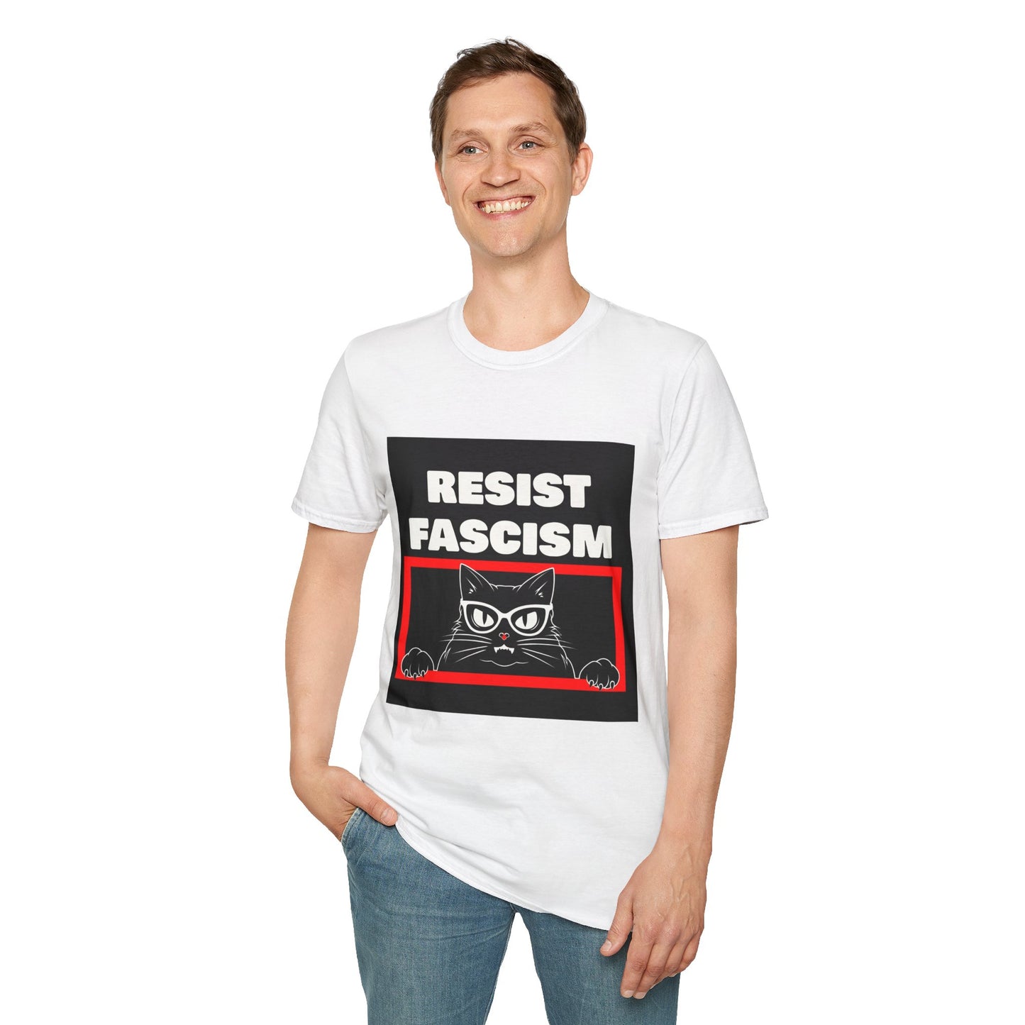 Resist Fascism Cat Unisex T-Shirt, Protest Apparel, Political Statement Tee, Cat Lover Gift, Activism Clothing, Everyday Wear