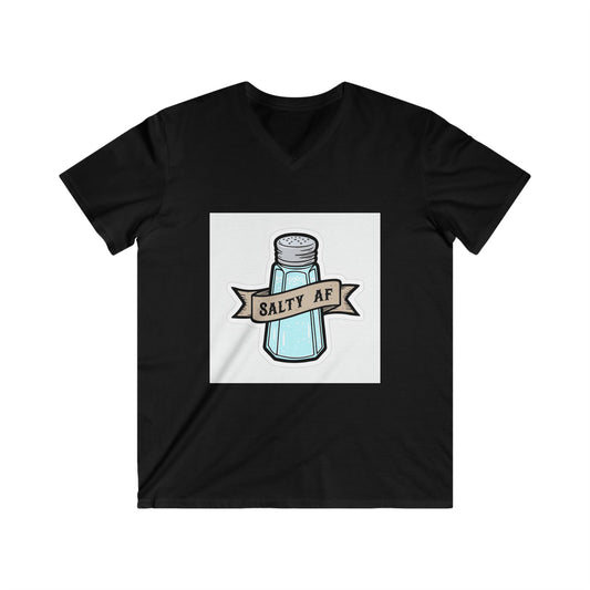 Salty AF Men's Fitted V-Neck Tee | Casual Graphic Tee for Beach Lovers, Summer Parties, Gifts for Him, Salty Humor Apparel