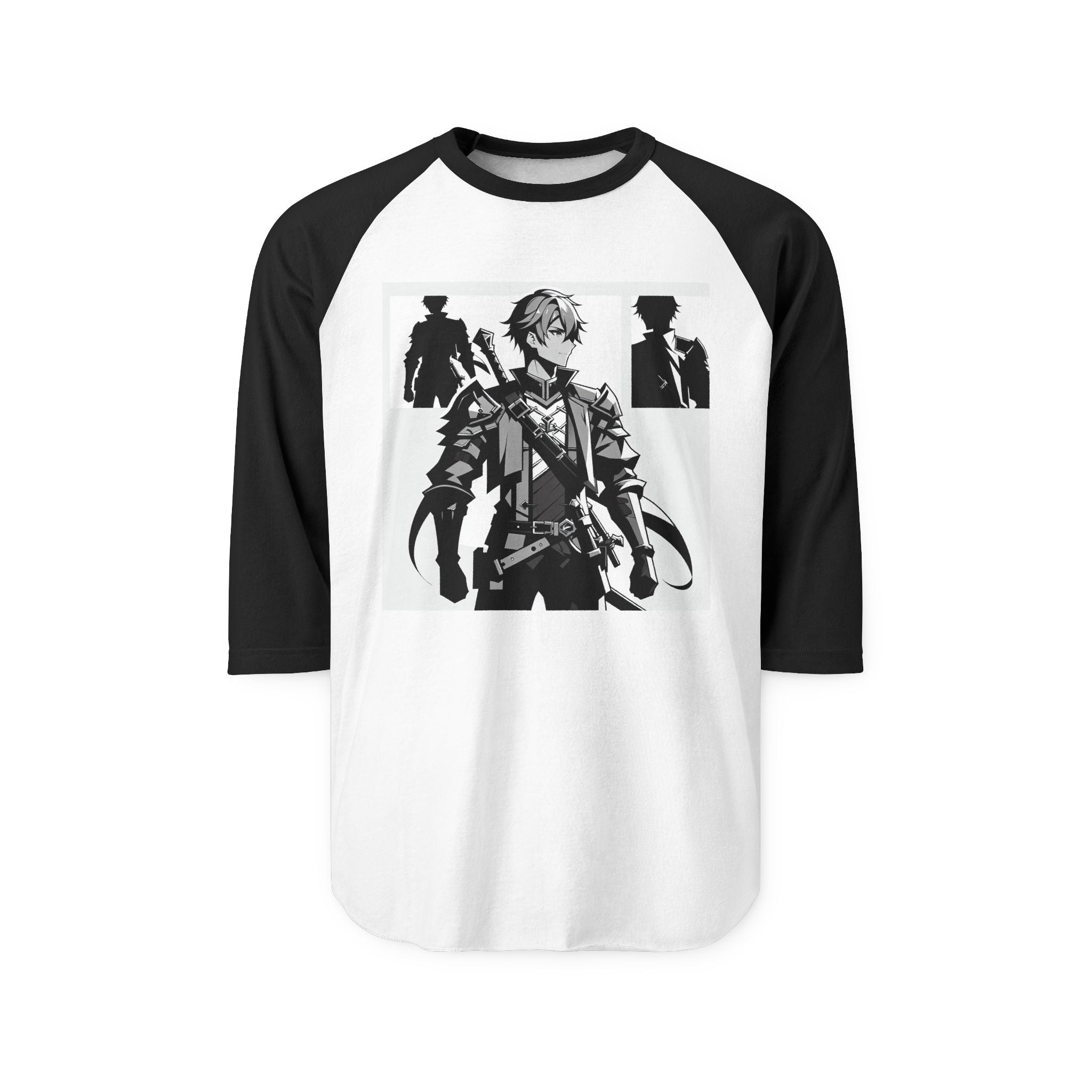 Anime Male Heroic Adventure Raglan Shirt, Vintage Graphic Tee, Gamer Apparel, Unisex Casual Wear, Stylish Gift for Fans