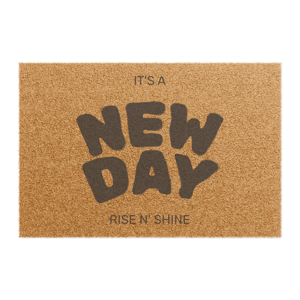 Cheerful Welcome Doormat - 'It's a New Day, Rise n' Shine' - Home Decor, Gift for New Home, Housewarming, Personalized Entrance Mat