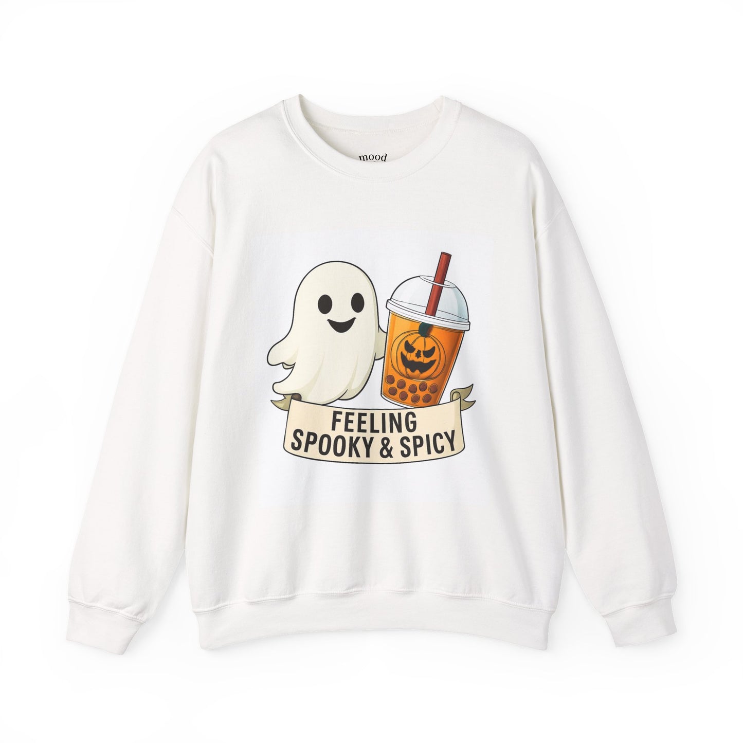 Spooky & Spicy Ghost Sweatshirt, Fall Fashion, Halloween Gift, Cozy Crewneck, Yummy Recipe on back